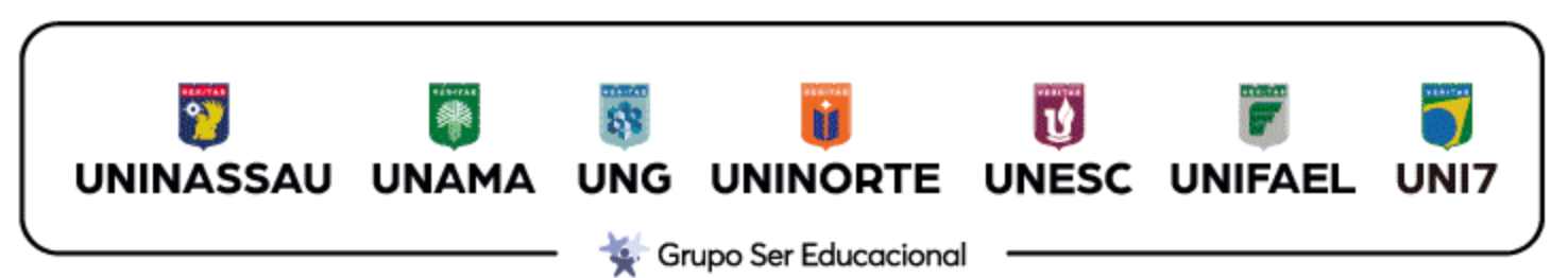 Marcas do Grupo Ser Educacional: UNINASSAU, UNAMA, UNG, UNINORTE, UNESC, UNIFAEL e UNI7